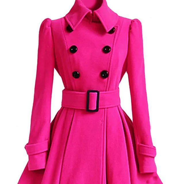 Fashion Slim Long Women's Polyester Fiber Coat Pink - Shop at LoveMi
