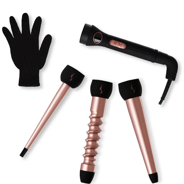 Rose Fold Ceramic Oil Aluminum Through Interchangeable Head Curling Iron Set Rose Gold - Shop at LoveMi