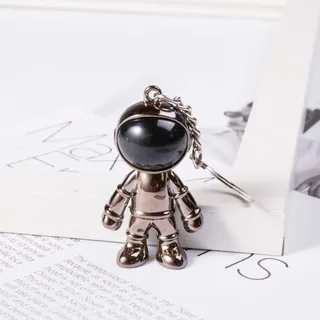 Korean Hip Hop Fashion Cross Spaceman Necklace Keychain - Black