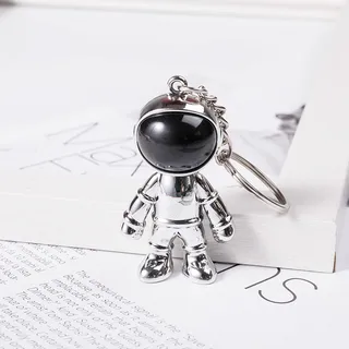 Korean Hip Hop Fashion Cross Spaceman Necklace Keychain - Silver