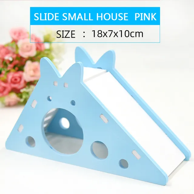 Hamster Toys Slide Hut PVC Assembly Color Hut Slide Toy Golden Bear Hamster Supplies Slide Cabin Blue - Shop at LoveMi