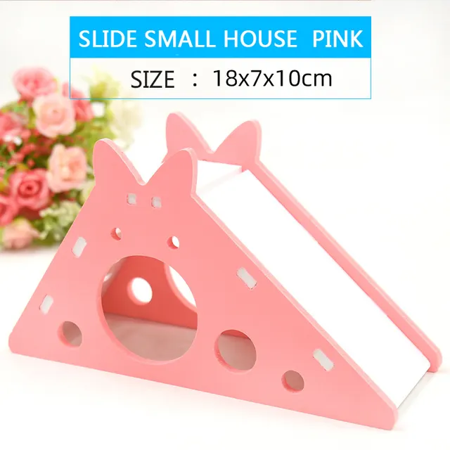 Hamster Toys Slide Hut PVC Assembly Color Hut Slide Toy Golden Bear Hamster Supplies Slide Cabin Pink - Shop at LoveMi