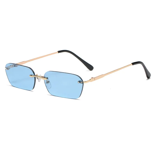 Personality Square Rimless Sunglasses Men's And Women's Tide Ocean Lens Glasses Blue - Shop at LoveMi