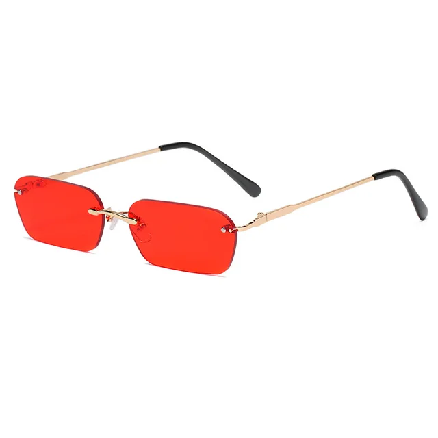 Personality Square Rimless Sunglasses Men's And Women's Tide Ocean Lens Glasses Red - Shop at LoveMi