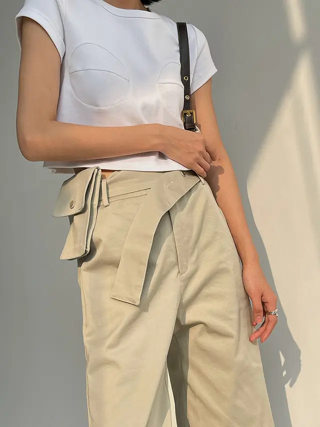 New Design Sense Niche High Waist Overalls Women Trendy Khaki - Shop at LoveMi