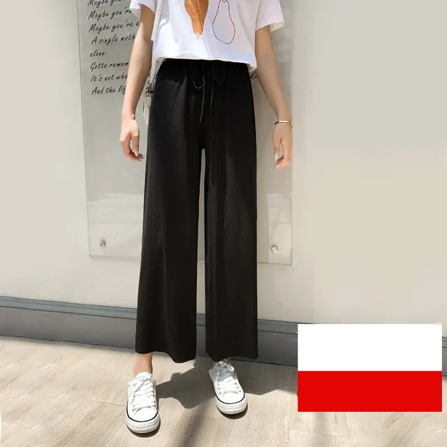 Wide Leg Korean Style High Waist Loose Slim Straight Casual Pants Black - Shop at LoveMi