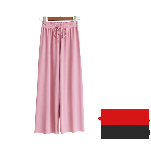 Wide Leg Korean Style High Waist Loose Slim Straight Casual Pants Pink - Shop at LoveMi