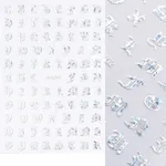 Cross-Border Hot Nail Art Stickers Ins Retro Gold-Plated 3D Nail Adhesive Stickers Retro English Characters Laser Silver - Laser Silver