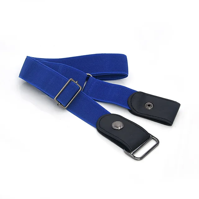 Adjustable Leather Elastic Belt Simple Elastic Invisible Belt All Match Slim Lazy Belt Blue - Shop at LoveMi