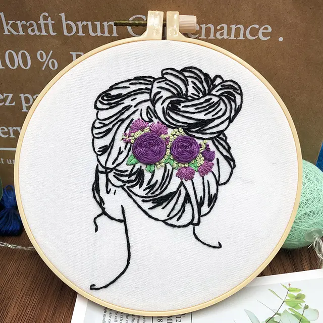 New Embroidery DIY Three dimensional Handmade Beginner Basic Making Fabric Embroidery Material Package Purple Rose - Shop at LoveMi