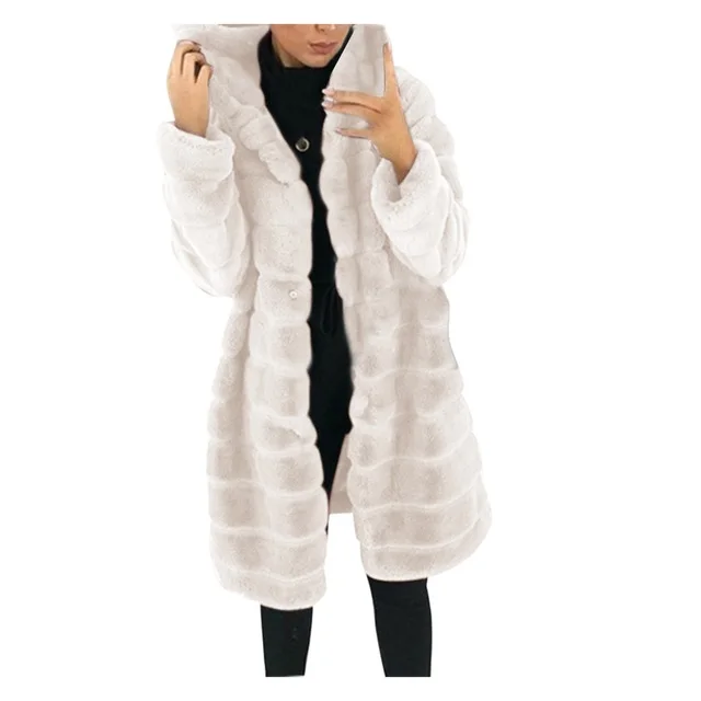 Jacket Winter White Big Solid Jackets For Women Long Coat Beige - Shop at LoveMi