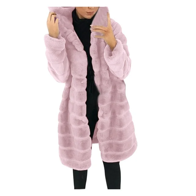 Jacket Winter White Big Solid Jackets For Women Long Coat Pink - Shop at LoveMi