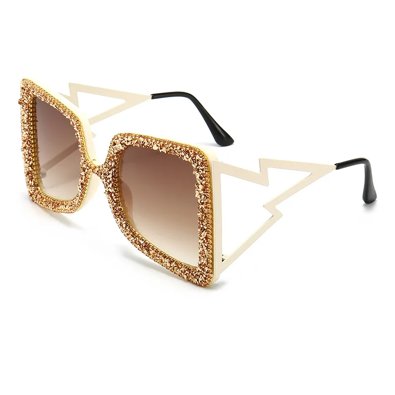 Point drill women sunglasses - Tea Chip Gold Diamond
