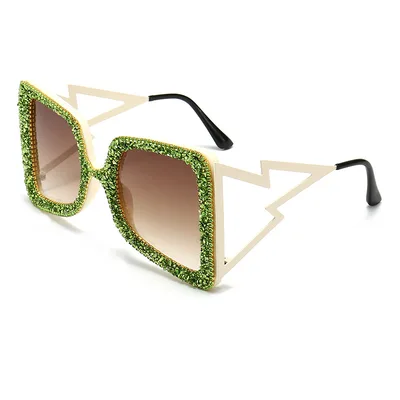 Point drill women sunglasses Tea Chip Green Diamond - Shop at LoveMi