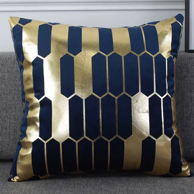 Holland Velvet Bronzing Throw Pillow Flannel Cushion Cover European Backrest Cover Blue - Shop at LoveMi
