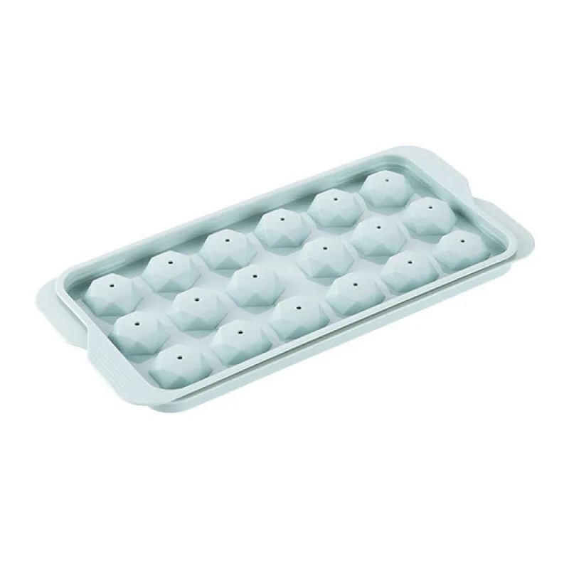 Round Ice Tray, Plastic Ice Cube Mold, Ice Spherical Ice Cube Box, Large Capacity - Diamond Blue