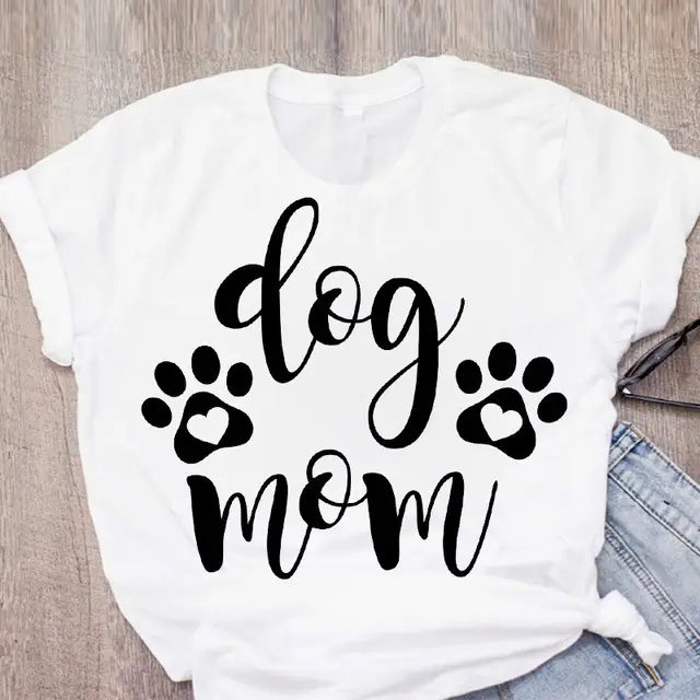 DOG MOM ECG Footprint Love Lady T shirt Short Sleeve Top One Drop Delivery G - Shop at LoveMi