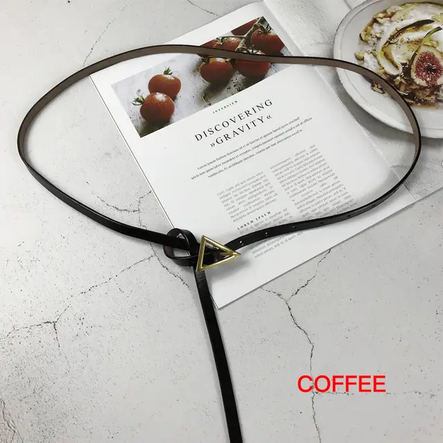 Triangle Buckle Lengthened Thin Belt Two Layer Cowhide Explosive Dress Belt Coffee - Shop at LoveMi