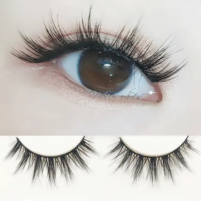 Handmade Natural Cross False Eyelashes, Japanese Cotton Thread Stem, Nude Makeup, Realistic Three Dimensional False Eyelashes Black - Shop at LoveMi