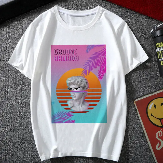 Steam Wave Harajuku Style Retro Fashion Street Personality Short sleeved T shirt T9400 - Shop at LoveMi