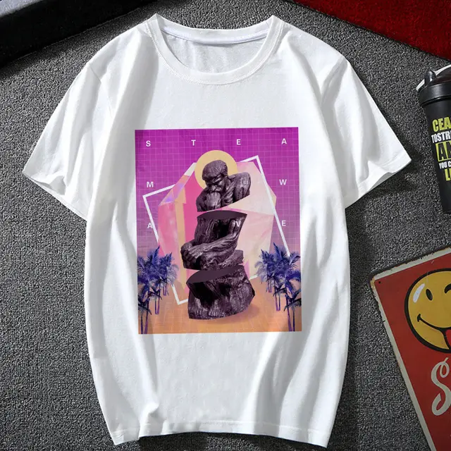 Steam Wave Harajuku Style Retro Fashion Street Personality Short sleeved T shirt T9401 - Shop at LoveMi