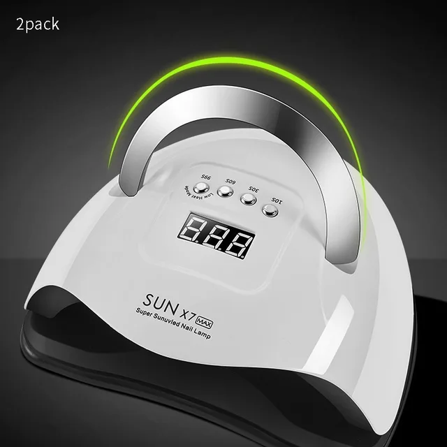 Sun X7Max Nail Phototherapy Machine 180W High Power Portable Nail Baking Lamp Dual Light Source Nail Dryer White X2Pack - Shop at LoveMi