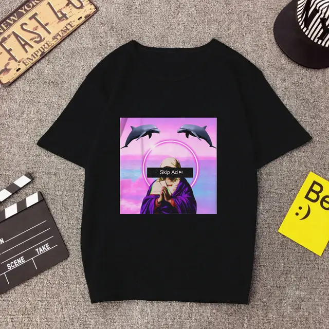 Vapor Wave Personality Abstract All Match Soft Western Style T Shirt Short Sleeves 1 Color - Shop at LoveMi