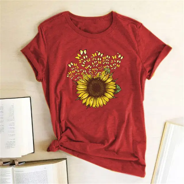 Creative Giraffe Short Sleeve T shirt Women Red - Shop at LoveMi