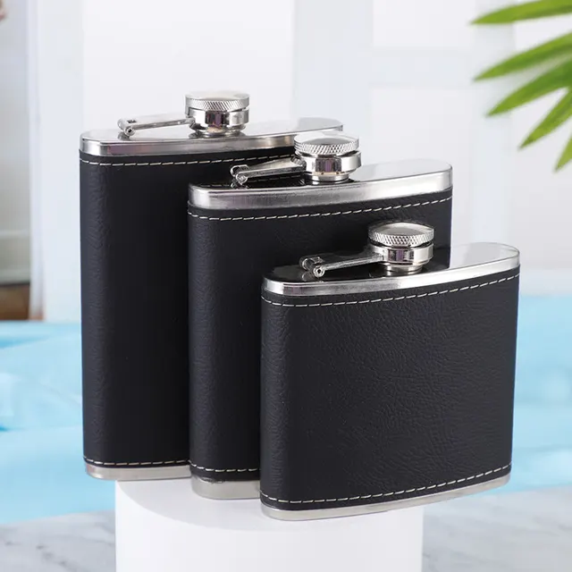 Outdoor Portable Hip Flask Creative Wine Utensils Sanding Hip Flask Stainless Steel Black - Shop at LoveMi