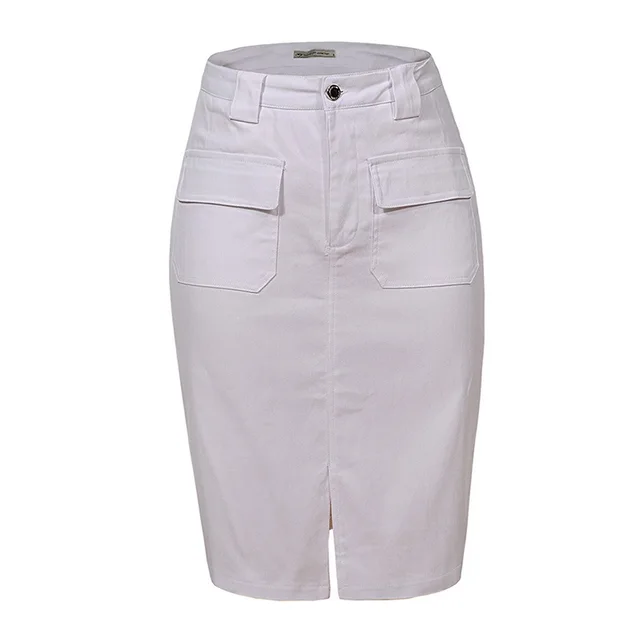 Fashion Summer Women Denim Pencil Skirt High Waist White - Shop at LoveMi