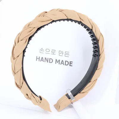 Tooth Anti Slip Twist Braided Wig Headband Headband Hair Accessories Beige - Shop at LoveMi