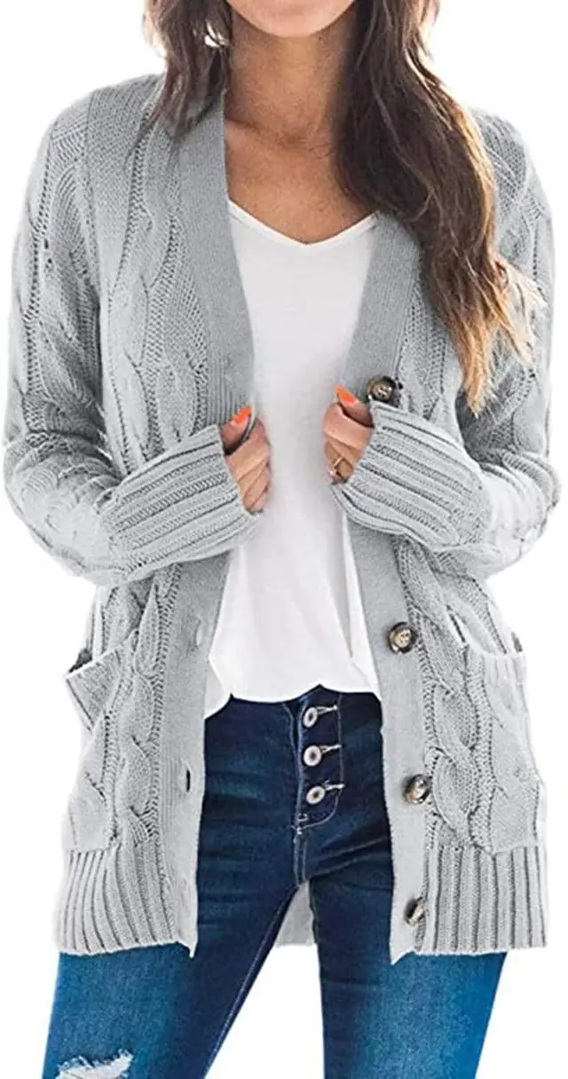 Mid length Sweater New Cardigan Grey - Shop at LoveMi