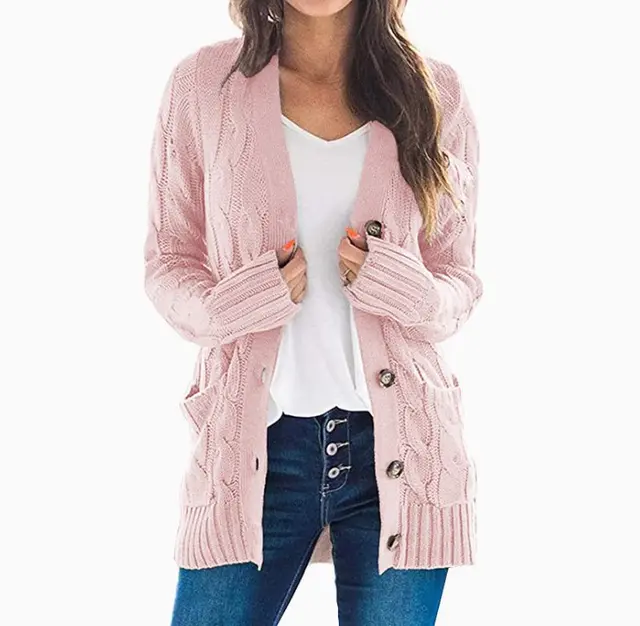 Mid length Sweater New Cardigan Pink - Shop at LoveMi