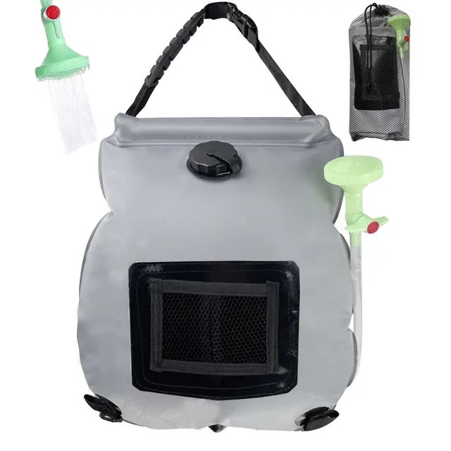 Outdoor Solar Bath Bag Camping Bath Water Storage Bag Portable 20L Bath Water Bag Grey - Shop at LoveMi
