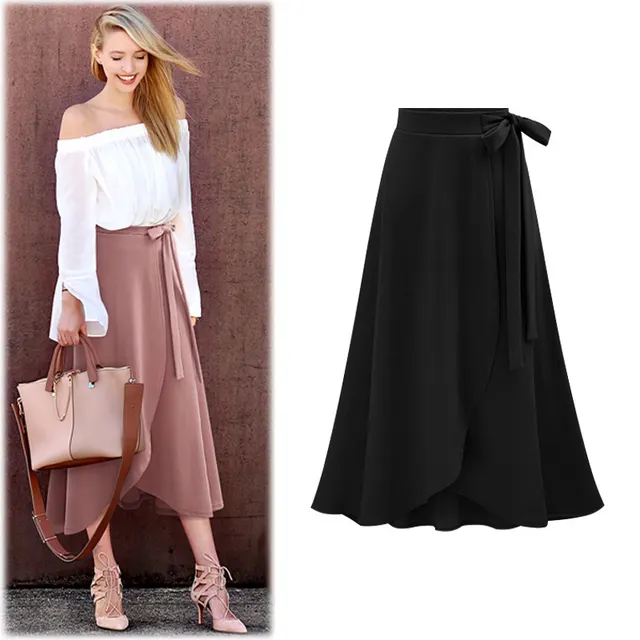Half Length Skirt Women Autumn New High Waist Irregular Skirt Black - Shop at LoveMi