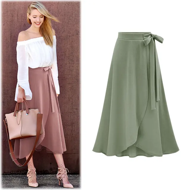 Half Length Skirt Women Autumn New High Waist Irregular Skirt Green - Shop at LoveMi