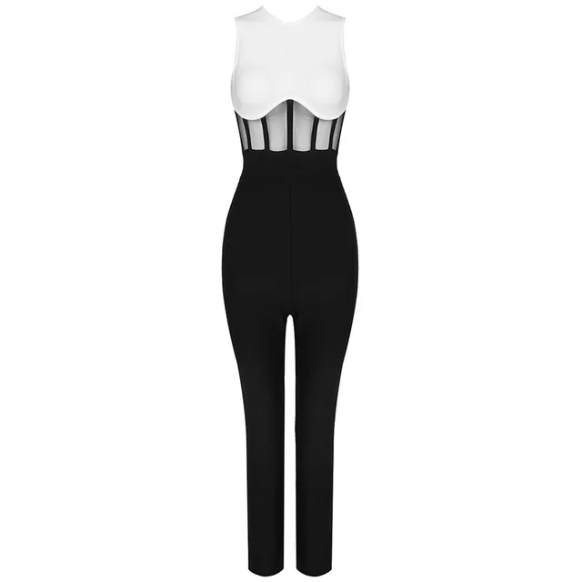 Black And White Evening Dress Temperament Elegant Personality Women's Long Pants New Banquet Evening Dress Atmosphere Black - Shop at LoveMi