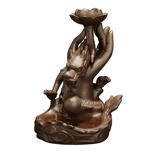 New Direct Sale Purple Sand Backflow Incense Burner Creative Indoor Sandalwood Incense Burner Ornaments Panlong Hand Aromatherapy Incense Burner Cr... - Shop at LoveMi
