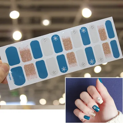 Bronzing 3D Laser Nail Sticker Color Christmas Letter Nail Sticker Full 22 Tips Ss010 - Shop at LoveMi