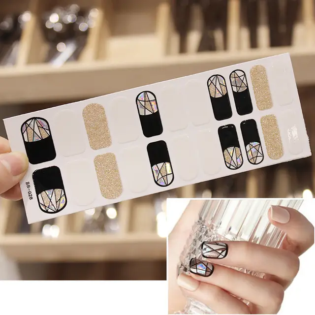 Bronzing 3D Laser Nail Sticker Color Christmas Letter Nail Sticker Full 22 Tips Ss028 - Shop at LoveMi