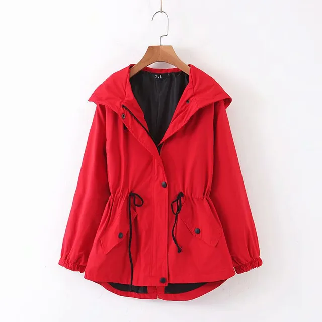 Mid length Windbreaker Women's Hooded Overalls Red - Shop at LoveMi