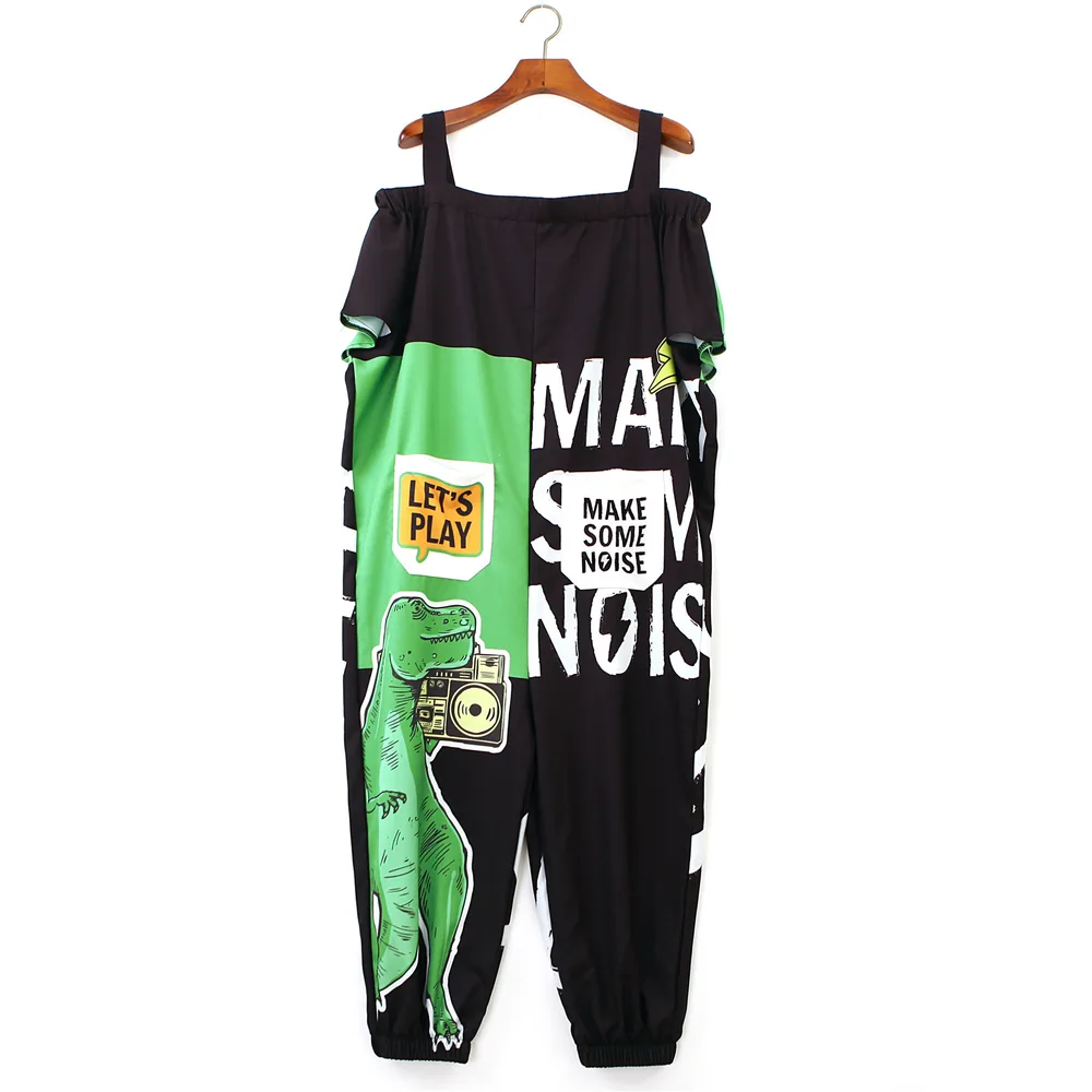 New Trendy Brand Plus Size Women'S Hip Hop Hip Hop Hip Hop One Piece Suspenders Rock Dinosaur As Shown - Shop at LoveMi