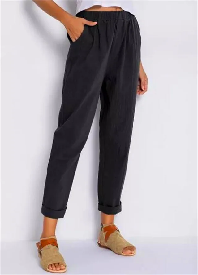 Spring And Autumn Cotton And Linen Straight Trousers Sports Harem Pants Casual Pants Grey - Shop at LoveMi