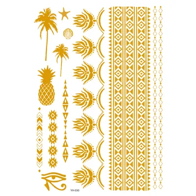 Metal Hot Stamping Waterproof Tattoo Sticker Metal Tattoos 8Style - Shop at LoveMi