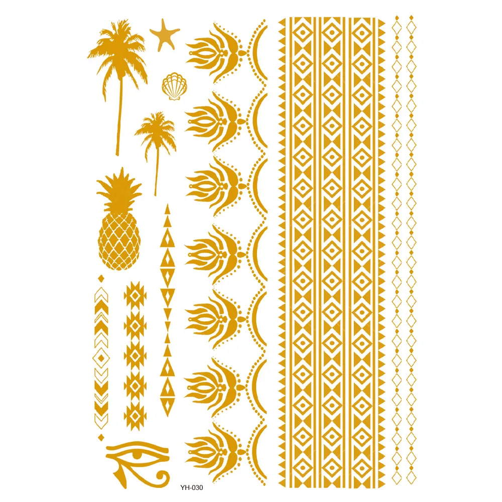 Metal Hot Stamping Waterproof Tattoo Sticker Metal Tattoos - 8Style