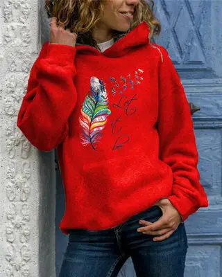 Women's Pullover Round Neck Loose Fitting Sweater - 1 Red