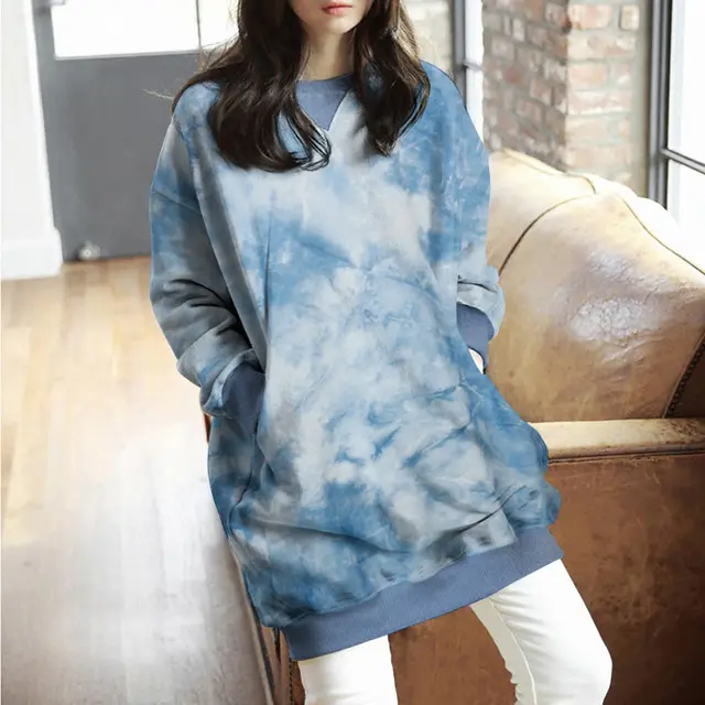 Women Casual Solid Sweatshirts Plus Size Tops Autumn Light Blue - Shop at LoveMi