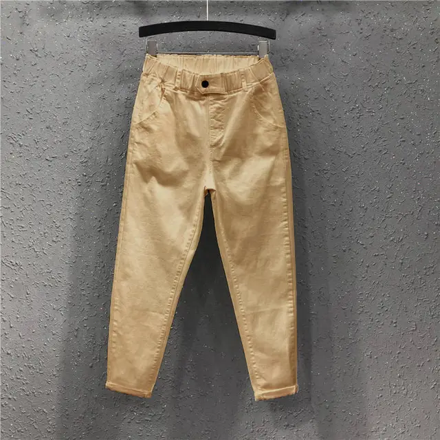 Large Size Pants Loose And Thin Elastic High Waist Pants Casual Harem Pants Women Dark Khaki - Shop at LoveMi