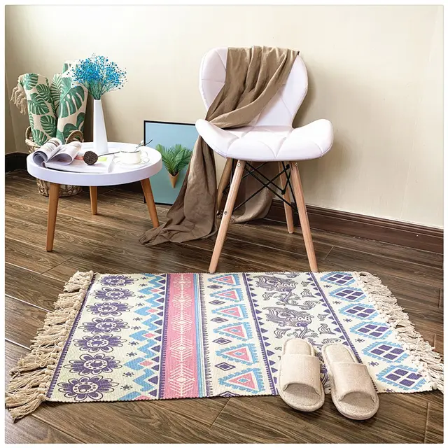 Nordic Cotton And Linen Carpet Home Decoration Living Room Coffee Table Blanket Bedroom Bed Long Strips Can Be Machine Washed A6 - Shop at LoveMi