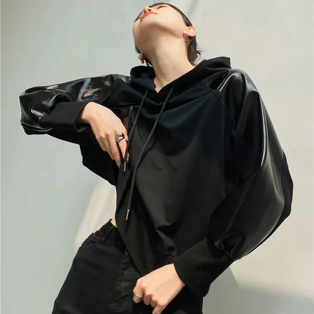 Girly Black Hooded Design Niche Loose Top Black - Shop at LoveMi